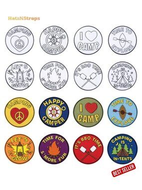 24 Camping Iron-On Patches DIY Craft Sewing Applique